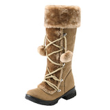 Vintage Leather Snow Boots For Women Lace-up