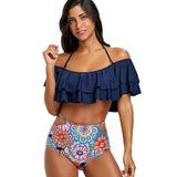 Tier Flounce Floral High Waisted Bikini Set