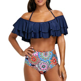 Tier Flounce Floral High Waisted Bikini Set