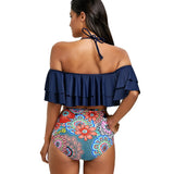 Tier Flounce Floral High Waisted Bikini Set