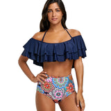 Tier Flounce Floral High Waisted Bikini Set
