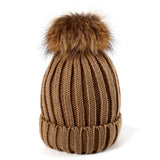 Raccoon fur real fur ball thick warm knit cap