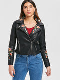 Zipper Floral Patched Jacket