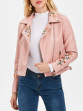 Zipper Floral Patched Jacket