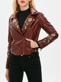 Zipper Floral Patched Jacket
