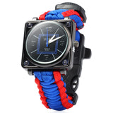 Multifuctional Survival Paracord Bracelet Watch with Compass Flint Fire Starter Scraper Whistle Gear