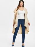 Ruffle-front Drape Coat