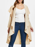 Ruffle-front Drape Coat