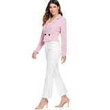 Notch Lapel Long Sleeve Plaid Print Button Women Short Suit