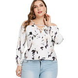 Plus Size Long Sleeve Flower T-shirt