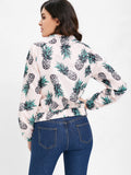 Pineapple Print Elastic Hem Jacket