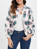 Pineapple Print Elastic Hem Jacket