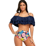 Tier Flounce Floral High Waisted Bikini Set