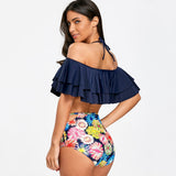 Tier Flounce Floral High Waisted Bikini Set