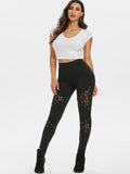 Studded Lace Insert Skinny Pants