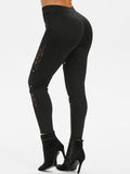 Studded Lace Insert Skinny Pants