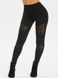 Studded Lace Insert Skinny Pants