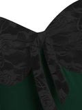 Flower Lace Insert Mock Button Bowknot Vintage Dress
