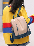 Two Tone PU Leather Casual Backpack