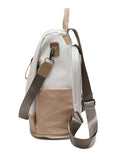 Two Tone PU Leather Casual Backpack