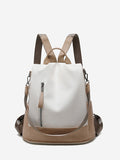 Two Tone PU Leather Casual Backpack