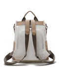 Two Tone PU Leather Casual Backpack