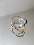 X Overlaping Sterling Silver Ring