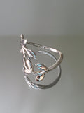 Thin Adjustable Sterling Silver Leaves Vines Ring