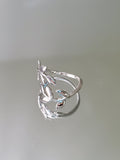 Thin Adjustable Sterling Silver Leaves Vines Ring