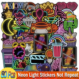 Mix Styles Anime Stickers Cute Cartoon Animal Neon Light Butterfly DIY Sticker Decals for Laptop Car Luggage Bicycle Guitar Toys
