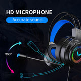 JIMARTI G60 Gaming Headsets Gamer Headphones Surround Sound Stereo Wired Earphones USB Microphone Colourful Light PCLaptop