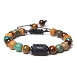 12 Constellation Bracelets Turquoise Beads Vintage Handmade Weave Black Rope