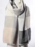 Soft Gray & Blush Plaid Waffle Style Knit Blanket