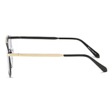 FRISCO | A18 - Modern Horn Rimmed Metal Frame Round Sunglasses