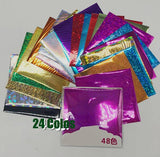 DIY Transfer Stamping 24 Laser Colors  48 Pieces (8 X 8 CM) Iron and Laminator for Hot Foil Paper