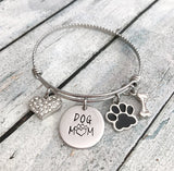 Dog mom - Hand stamped bracelet - Dog mom jewelry