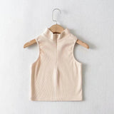 Sleeveless Women Solid Crop Tank Top