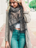 Beautiful Charcoal Geometric Tribal Print Blanket