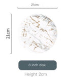 Nordic Creative Bronzing White Gray Marble Pattern Ceramic Tableware Set