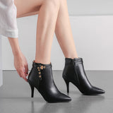 ZawsTia PU Leather Snakeskin Print High Heeled Boots for Women