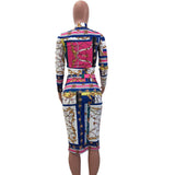 2019Hot Sale Long Sleeve Printed Two Piece Set Women Plus Size Casual Dress