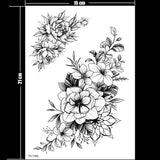 Tattoo Sticker Flower Big Body Art Waterproof Temporary Sexy Thigh Tattoos for Woman Tattoo Fake Water Black Sketch Line Sleeve