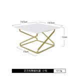 European Style Rectangular White Ceramics Cake Pan with Golden Metal Display
