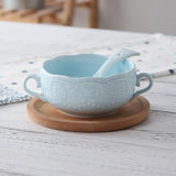 Guci the Soup Spoon With Ears Tray Soup Bowl Fanpen Deep  Bowl Ceramic Salad Bowl