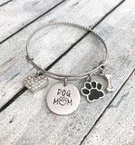 Dog mom - Hand stamped bracelet - Dog mom jewelry