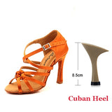 Ladingwu Bronze Silk Satin Latin Dance Shoes