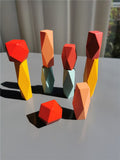 Wooden Rainbow Stacking Balance Stones for Kids Educations
