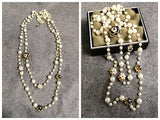 Mimiyagu Long Simulated Pearl Necklace for Women No.5 Double Layer
