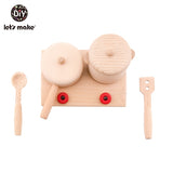 Let's Make Wooden Montessori Toy Baby Toys Baby Gift Set Wooden Cutlery  Wooden Baby Teeth Toddler Pretend Play Kitchen Beads