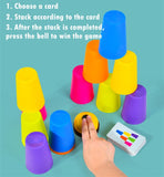 Stack Cup Game With Card Kids Educational Montessori Toys Intellectual Enlightenment Color Cognition Logic Training